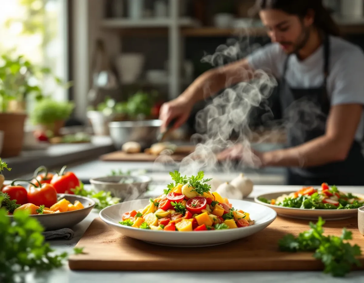 Cuisine gastronomique végétarienne à la maison